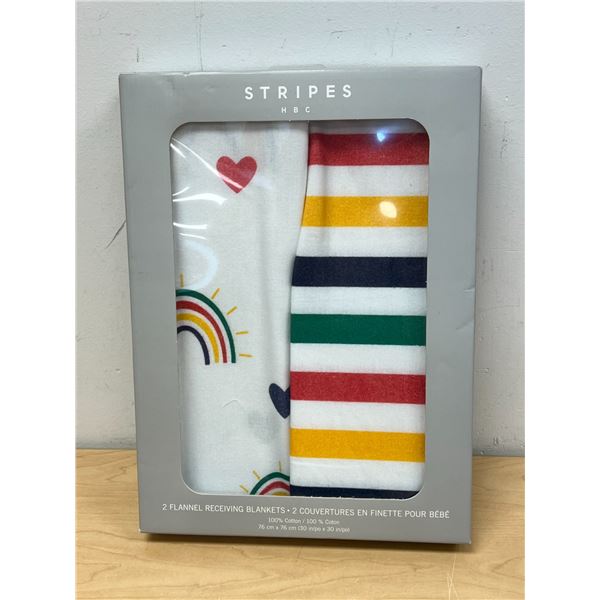 Stripes HBC Flannel Receiving Blankets - set of 2 - looks new/sealed