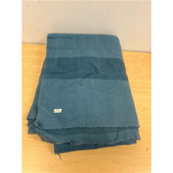 Vintage Blue All Wool Made In England 4 Pt. Blanket - Good used condition Approx: 85x65"