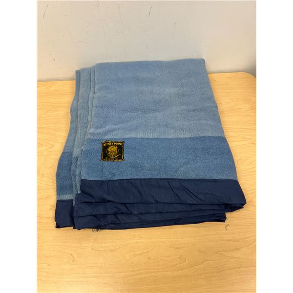 Vintage Blue Witney Point Wool Blanket 4 Pt. Approx: 82x70"
