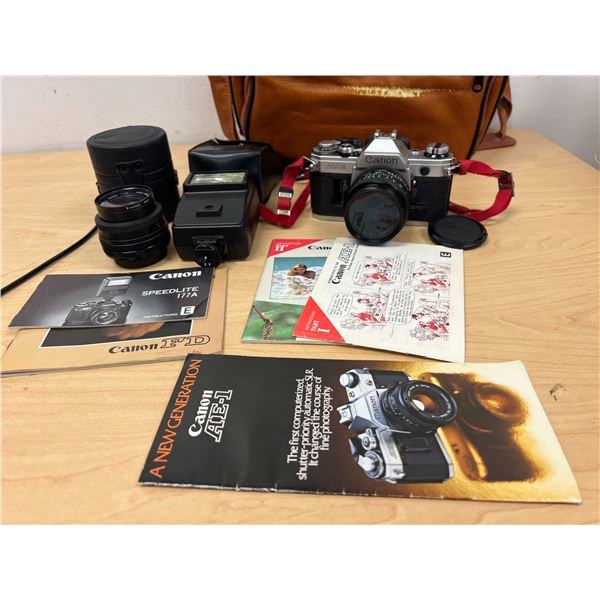 Vintage Canon FE-1 Film Camera & Accessories - not tested - see all photos