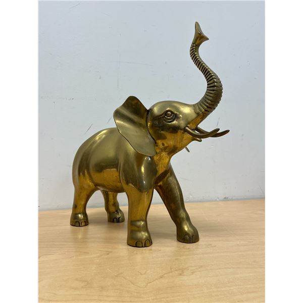 Large Brass Elephant Décor Piece - Approx: 14.5"T 13"W