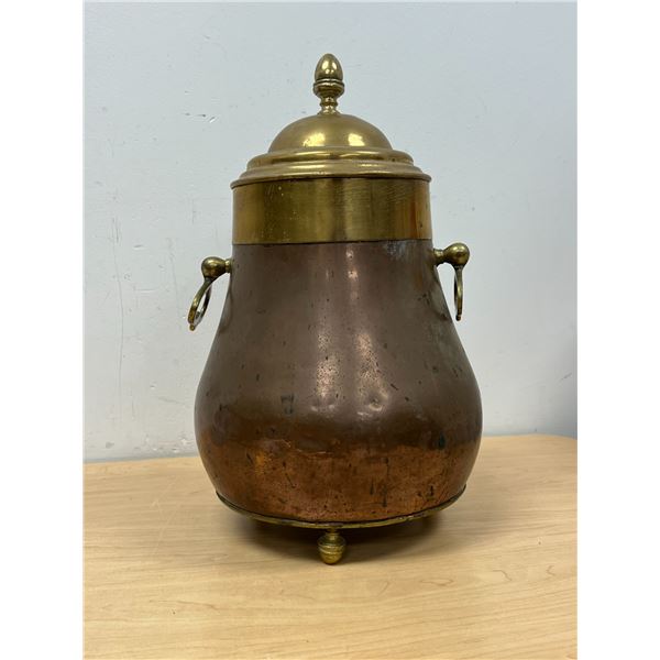 Large Copper / Brass Doofpot Ash Bucket 16"T & 10"W