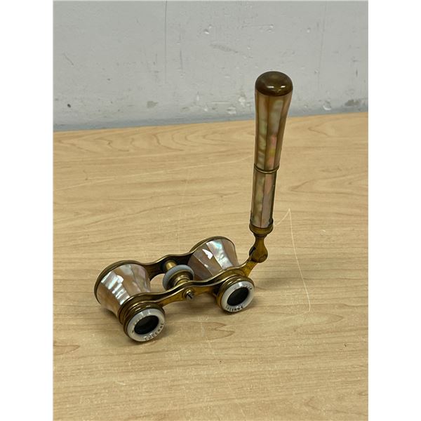 Antique W. Ecker Lucerne Mother of Pearl / Brass Opera Glasses