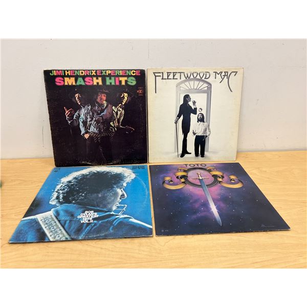 4 LP Vinyl Records - Fleetwood Mac / Jimi Hendrix / Bob Dylan / Toto