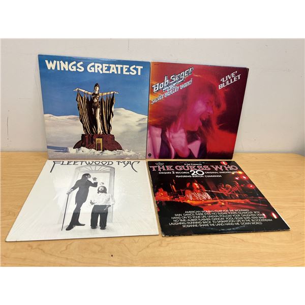 4 LP Vinyl Records - Fleetwood Mac / Wings / Bob Seger / K-Tel Guess Who