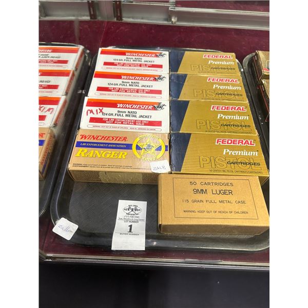 Winchester Federal/Luger Ammo - 9 Boxes