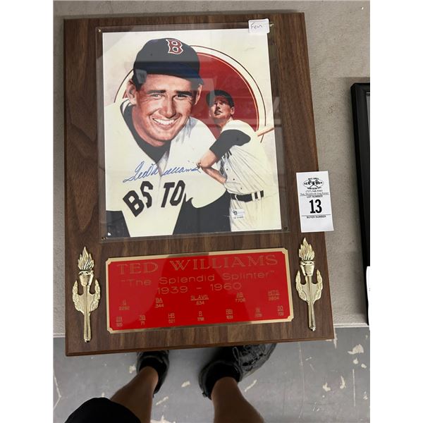 Ted Williams Autographed Photo Plaque w/COA