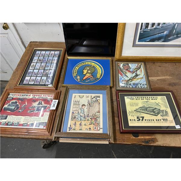 Vtg. Framed Toy Advertising Signs w/Collector Stamps, Buck Rodgers Wall Art