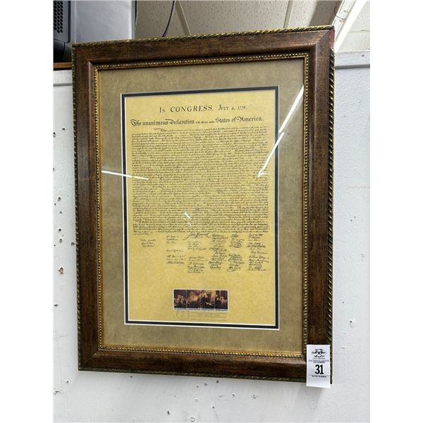 Framed John Hancock US Declaration