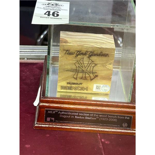 NY Yankees Authenticated Wood Bench From Yankee Dug Out