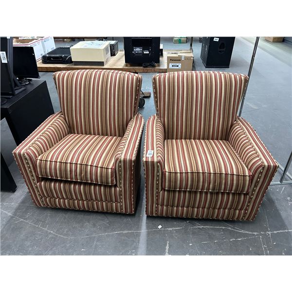 Craftmaster Striped Padded Armchairs - Pair