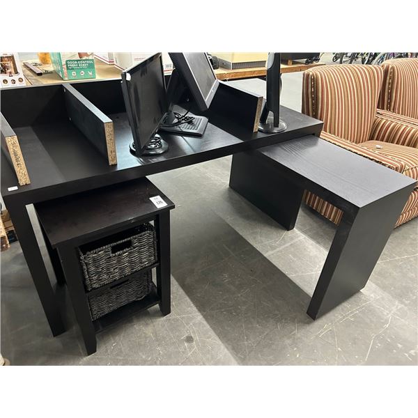 Mocha Desk w/Return, Upper, Basket File Cabinet