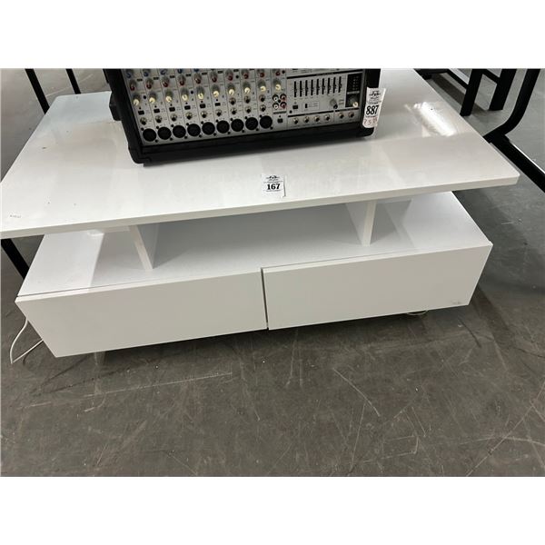 White Mica Contemporary Coffee Table w/2 Drawers and End Table Set