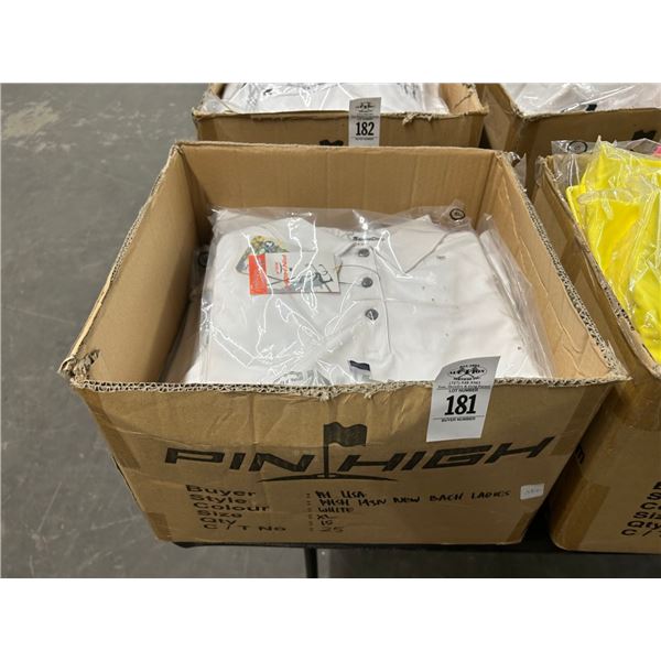 15-Pin High New Ladie's Polo Golf Shirt White - 15 X $