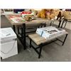 Image 1 : Contemporary Metal w/Distressed Top w/2 Benches