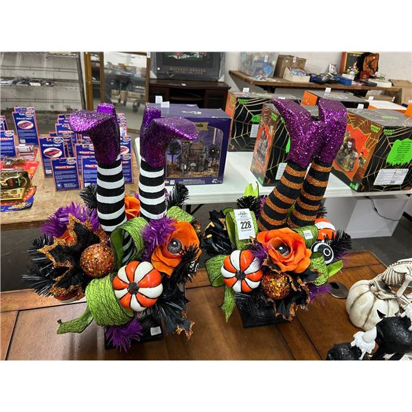 Wicked Witch Floral Halloween Centerpieces - Pair