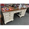 Image 1 : Distressed Burl Top Executive Desk