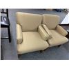 Image 1 : Contemporary Gold Cloth Padded Armchairs - Pair