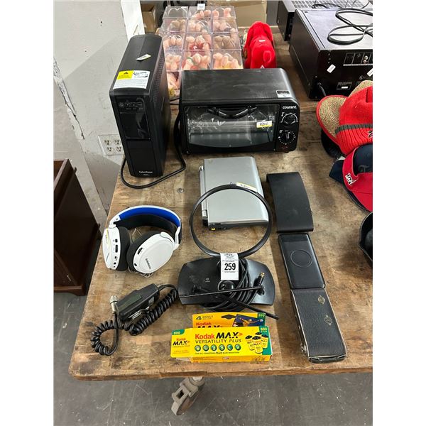 Headphones, Antenna, Portable DVD Player, Toaster Oven, UPS