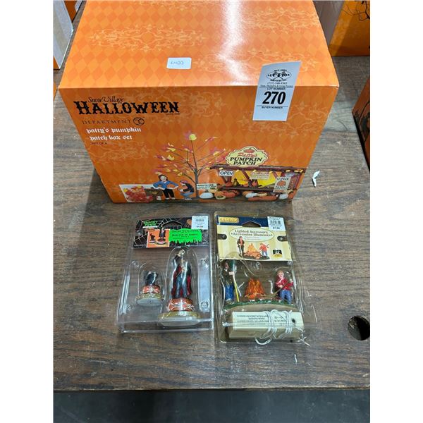 Halloween Snowy Village Patty Pumpkin Patch w/Figurines