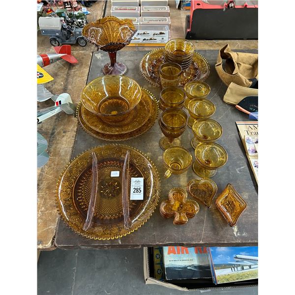 Lot of Depression Glass and Stems