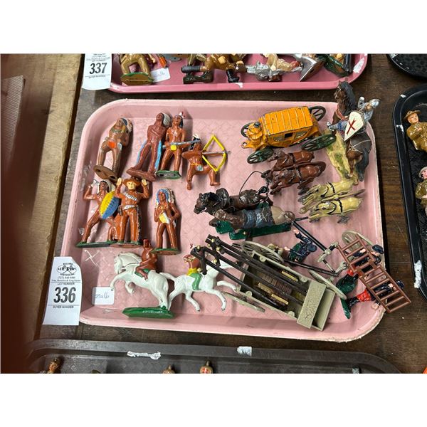 Vintage Cast Toy Indians, Horses, Military Wagon
