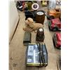 Image 1 : Vintage Cast/Brass Thermastat, Tin Litho Typewriter, Coin Banks, Alarm Clock