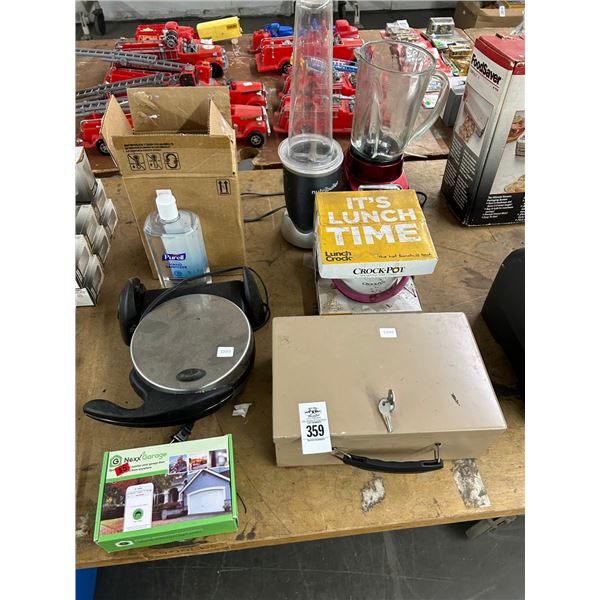 Cash Box, Pocket Watch, Waffle Press, Garage Door Opener, Blenders