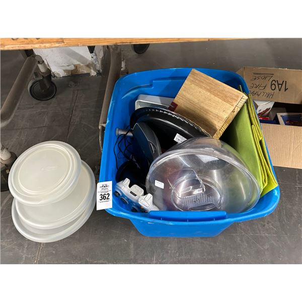 Tote w/Electronics, Gaming Accessories, Home Goods, Lidded Containers