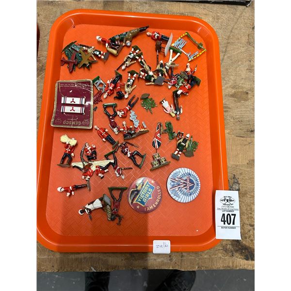 Vintage Cast Toy Soldiers, Souvenir Pins