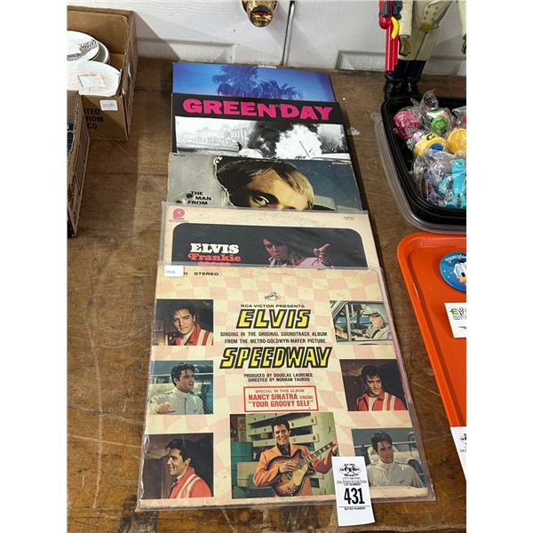 Souvenir Vinyl Records w/Elvis, Man From Uncle, Green Day, Dawn Star