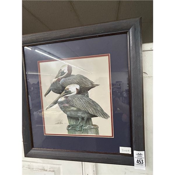 Framed Wall Art Pelicans Artist Signed/Numbered - 18  X  20