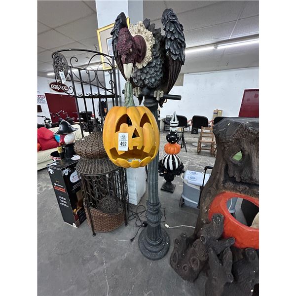 Halloween Lighted Vulture Holding Pumpkin