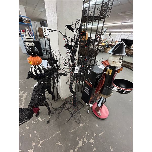Spooky Lighted Halloween Bat Tree - 4'