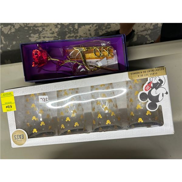 Disney Souvenir Glasses, Rose Décor