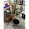 Image 1 : Woven Vase w/Silk Plant, Basket, Planter
