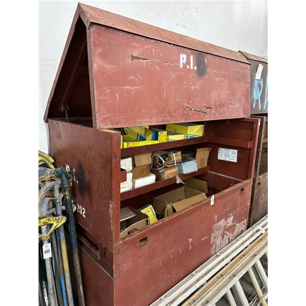 Large Red Rolling Job Box