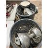 Image 2 : Brute Waste Cans 2 w/Dolly, Warehouse Lighting, Wire