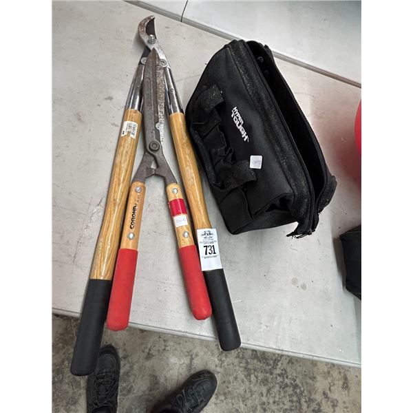 Lawn Loppers, Shears, Tool Bag