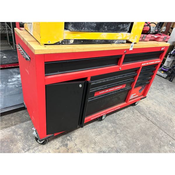 Milwaukee Oak Top Rolling 12 Compartment Tool Cart Electrified