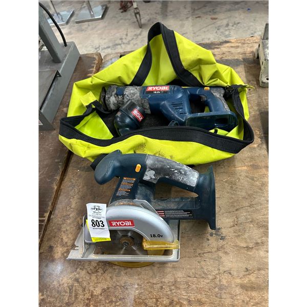 Ryobi Cordless Circular Saw, Sawzall, Flashlight w/Duffle - No Battery/Charger