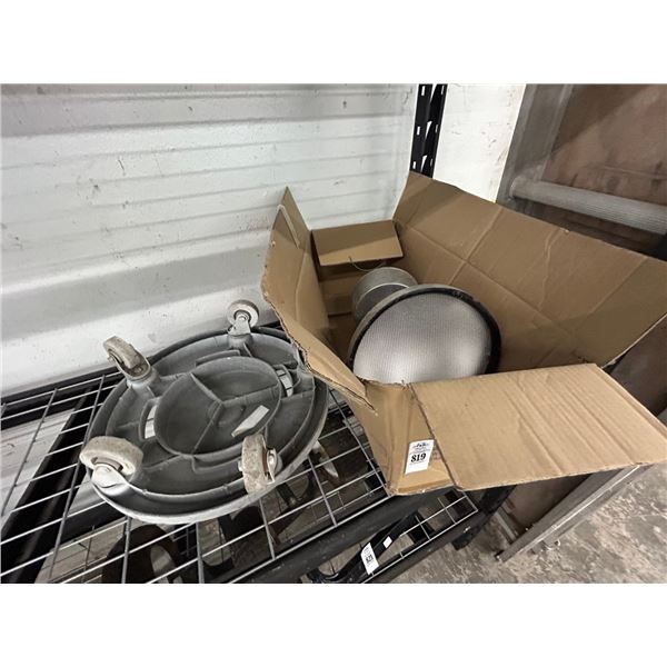 Warehouse Light Fixture, Brute Can Dolly