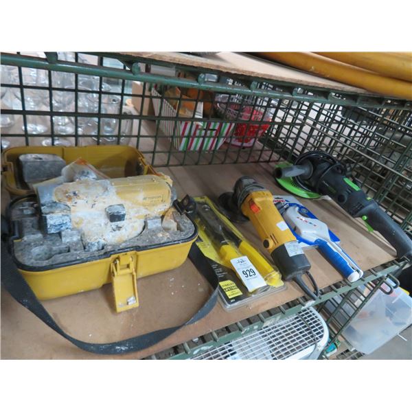 Dewalt Grinder, Electric Buffer, Riviter, PVC Cutter, Laser Level, Toolbag