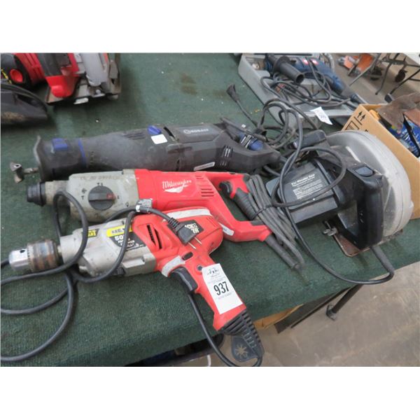 Milwaukee Demo Hammer, Kobalt Sawzall, Electric Drill, Circular Saw