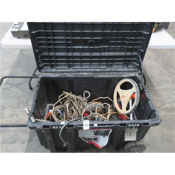Husky Large Rolling Tool Tote w/Measuring Wheel and Asst. Tools