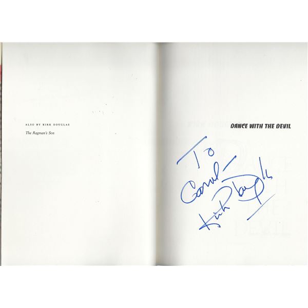 Dance with the Devil Kirk Douglas signed book