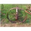 Image 2 : 2 Sets of Steel Wheels with Wood Axles 33" Diameter