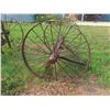 Image 2 : 2 Sets of Steel Wheels with Wood Axles 46" Diameter