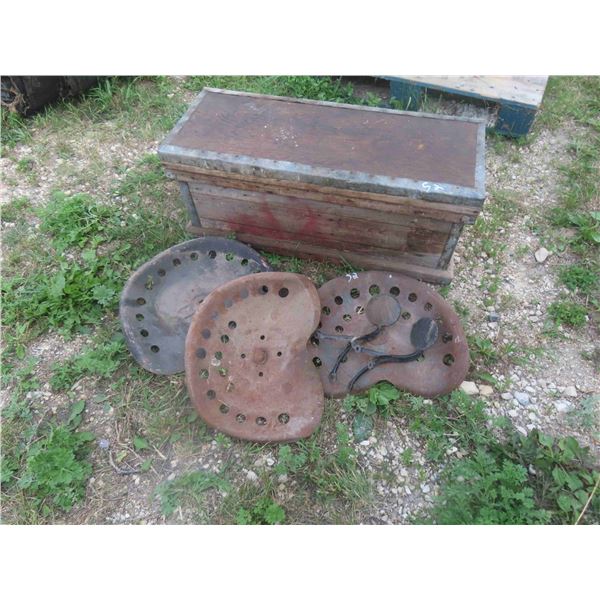 Carpenter's Wood Tool Box | Buggy Steps | 3 Metal Tractor Seats