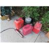 Image 1 : 3 Plastic Gas Containers, Funnel, Grease Gun & 